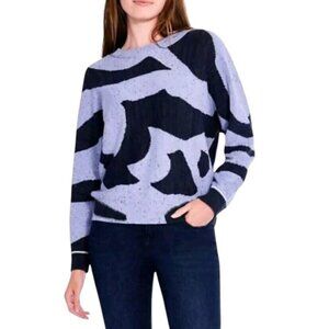 Nic+Zoe Dusk Days Sweater Womens Petite Small Purple & Black Swirl Dolman Sleeve
